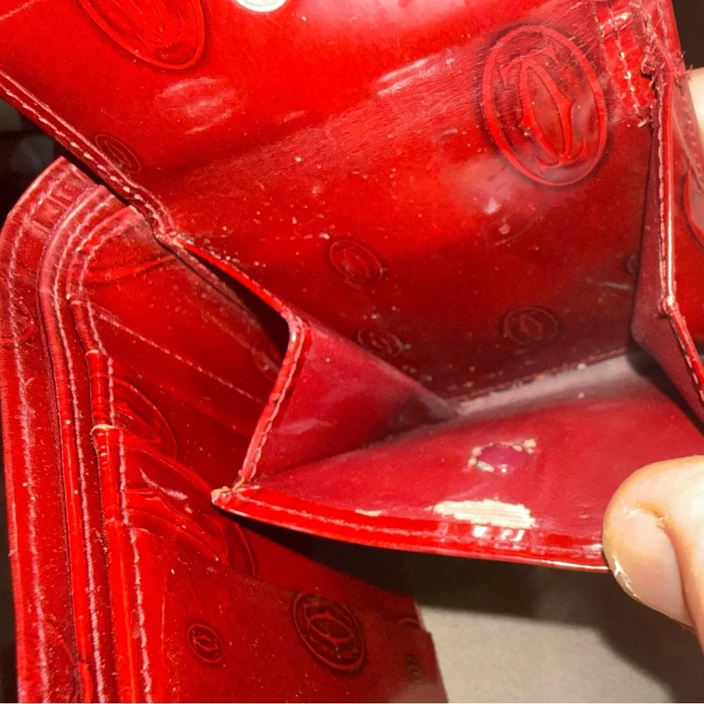 Cartier Glossy Patent Leather Wallet - Burgundy) birthday cake addition